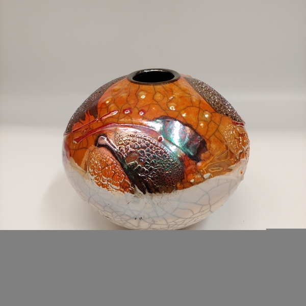 #221173 Raku Vase 3x Fired 5x5 $32 at Hunter Wolff Gallery